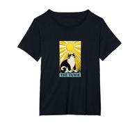 Tuxedo Cat Tarot Card Gorditos Amantes de los Gatos en Blanco y Negro Camiseta, Mujer Tallas Grandes, Negro, 2XL Grande