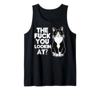 Tuxedo Cat The F You Lookin At Funny Kitten Humor Hombres Mujeres Camiseta sin Mangas