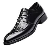 Tuxedo Dress Shoes for Men Calfskin Leather Lace-up Round Toe Classic Block Heel Anti-Slip Non Slip Rubber Sole Business Party Wedding(39 EU)