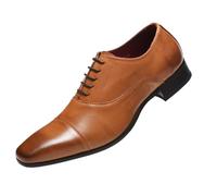 Tuxedo Formal Oxford Shoes for Men Spanish Leather Lace-up Pointed Toe Non Slip Anti-Slip Wedding Prom Shoes(Brown,44 EU)