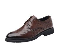 Tuxedo Oxford Shoes for Men Genuine Leather Lace-up Wingtip Hollow Breathable Non Slip Anti-Slip Working(Brown,40 EU)