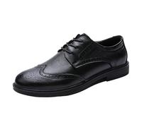 Tuxedo Oxford Shoes for Men Genuine Leather Lace-up Wingtip Non Slip Anti-Slip Hollow Breathable Formal Dress Shoes for Wedding and Working(44 EU)