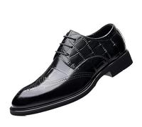 Tuxedo Oxford Shoes for Men Genuine Leather Lace-up Wingtip Non Slip Anti-Slip Hollow Breathable Formal Dress Shoes for Wedding and Working(39 EU)