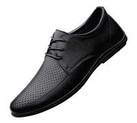 Tuxedo Oxford Shoes for Men Genuine Leather Lace-up Wingtip Non Slip Anti-Slip Hollow Breathable Working Shoes(38 EU)