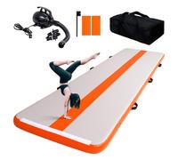 Tuxedo Sailor Colchoneta Gimnasia Artistica Hinchable 3M/4M 10cm Gruesa Air Track Gimnasia Esterilla de Hinchable con Bomba de Aire Eléctrica, para Casa/Gimnasio/Playa/Yoga (Orange, 4M)