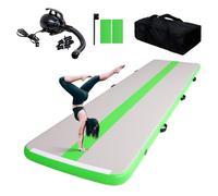 Tuxedo Sailor Colchoneta Gimnasia Artistica Hinchable 3M/4M 10cm Gruesa Air Track Gimnasia Esterilla de Hinchable con Bomba de Aire Eléctrica, para Casa/Gimnasio/Playa/Yoga (Green, 4M)