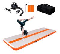 Tuxedo Sailor Colchoneta Gimnasia Artistica Hinchable 3M/4M 10cm Gruesa Air Track Gimnasia Esterilla de Hinchable con Bomba de Aire Eléctrica, para Casa/Gimnasio/Playa/Yoga (Orange, 3M)