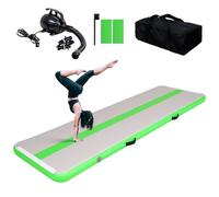 Tuxedo Sailor Colchoneta Gimnasia Artistica Hinchable 3M/4M 10cm Gruesa Air Track Gimnasia Esterilla de Hinchable con Bomba de Aire Eléctrica, para Casa/Gimnasio/Playa/Yoga (Green, 3M)