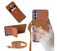 Tuxiwei Funda cruzada para teléfono con cordón desmontable compatible con Gabb Phone 4PRO, compatible con Gabb 4 Pro, funda tipo cartera con patrón de fibra de carbrón, funda para tarjetas/dinero en