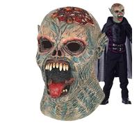 Tuxuseo Cabeza de miedo - Casco de látex espeluznante de Halloween, accesorios impermeables para fiestas Parque de atracciones al aire libre eventos