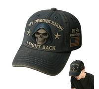 Tuxuseo Gorras de béisbol para hombre | Gorra de conciencia de PTSD | My Demons Know Fight Back Gorra | Gorra de béisbol con apoyo mental PTSD Health - Gorras de algodón vintage ajustables para