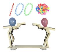 Tuxuseo Juego de esgrima de globo | Globo Bambú Hombre Batalla | Muñecas de esgrima de madera hechas a mano | Juego de combate de madera para 2 jugadores con 100 globos para 2 jugadores en casa jardín