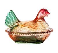 Tuxuseo Pequeño cuenco de cristal con forma de gallina en nido, recipiente para caramelos y aperitivos, ideal para el hogar y el salón, perfecto para la cocina y el hogar de coleccionista