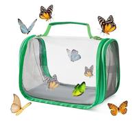 Tuxuseo Red de recinto de mariposas, red transparente, hábitat de mariposas con asa, recipiente de observación simple con visión clara para orugas para amigos, familia, jóvenes y niños en