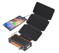 Tuxuseo Solar Power Bank | Cargador De Batería con Manivela Y Luz LED - Cargador Inalámbrico con Alarma SOS Y Brújula para Ciclismo, Y Senderismo