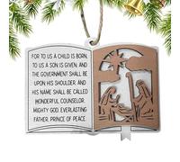 Tuxxjzm Adornos navideños para belén, adornos para belén | Ornamento navideño con Biblia para colgar, adornos para belén con versos de la Biblia, adornos para árboles de Navidad para