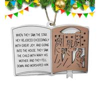 Tuxxjzm Adornos para belén, adornos navideños para belén - Ornamento navideño con Biblia para colgar, adornos para belén con versos de la Biblia, adornos para árboles de Navidad para
