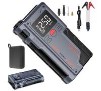 Tuxxjzm Arrancador con compresor de aire, arrancador de batería de coche,Diseño portátil de puente de coche de pantalla digital LED | Banco de potencia del compresor de aire Saltar Box