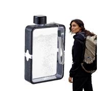 Tuxxjzm Botella de bolso, botella plana delgada - Botella de agua cuadrada en forma de libro a prueba de fugas,Botella de agua cuadrada, a prueba de fugas/goteo de diseño que se