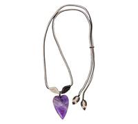 Tuxxjzm Colgante de amatista,Collar de de amatista | Collar de piedra natural de de amatista con forma de amor - Collar de piedra, collar de misterioso para hombres, curación, ajuste del cuerpo