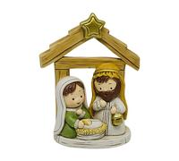 Tuxxjzm Juego de belén de la Sagrada Familia, Belén de Jesús en miniatura, figuras de decoración de mesa, juego de belén de dibujos animados, juego de belén de resina, decoración del hogar