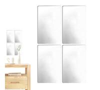 Tuxxjzm Lámina de espejo acrílico, espejo adhesivo para pared | Espejos adhesivos flexibles de chapa para espejo de pared, juego de 4 - Adhesivo de pared de espejo extraíble rectangular incluye