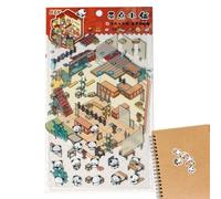 Tuxxjzm Linda etiqueta engomada de escenas de dibujos animados,pegatinas de escena de casa 3D,Etiqueta decorativa de escena en miniatura temática de dibujos animados - Pegatinas de decoración de