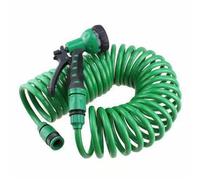 Tuxxjzm - Manguera de jardín, manguera de jardín de retorno - Manguera de riego flexible - Manguera de retorno autoenrollable con conectores para exteriores, boquilla pulverizadora de 7 patrones