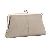 Tuxxjzm Monedero de Kiss Lock, Kiss Lock Monedero - Monederos con Cierre de Beso - Exquisita Cartera Vintage de Piel sintética con Compartimento para Tarjetas de crédito para niños, Gris, Ver