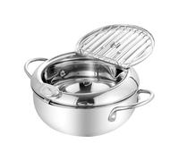 Tuxxjzm Olla con tapa, olla de acero inoxidable | Olla con mango Freidora de acero inoxidable,Freidora de cocina para uso doméstico con boquilla de aceite y termógrafo para