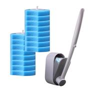 Tuxxjzm Scrubber para Inodoro con recargas, escobilla para Inodoro de Esponja - Kit de mopa para Inodoro, con 16 Almohadillas de Recarga para Limpiador de Inodoro para baño, acumulación de