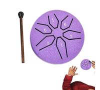 Tuxxjzm - Tambor de mano, instrumento de lluvia - tambor de percusión de 3 pulgadas con - 6 notas de bolsillo de metal para principiantes, yoga, meditación, música
