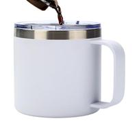Tuxxjzm Tazas de café de doble pared, tazas de acero inoxidable con asas,Taza de café multiusos aislada | Taza de café de de 12 oz, vasos antiderrames para acampar, trabajo y