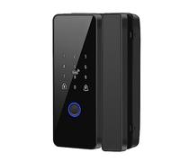 Tuya APP Cerradura de huellas dactilares Bluetooth Inteligente Puerta de vidrio Control electrónico biométrico Cerradura de puerta 13.56Mhz RFID Desbloqueo remoto (Color: con control remoto