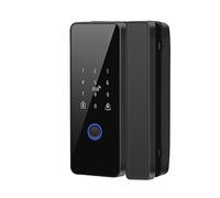 Tuya APP Cerradura de huellas dactilares Bluetooth Smart Glass Door Control electrónico biométrico Cerradura de puerta RFID Remote Unlock (Color: Con marco remoto)