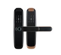 TUYA App Compatible Smart Life App Desbloquear Smart Door Lock for Home Puerta de madera con combinación de mango de huellas dactilares Tarjeta RFID(Solo 60-70,Bronze)