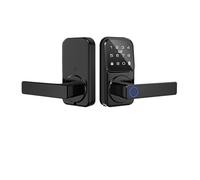 Tuya-cerradura electrónica Digital inteligente for puerta, cerrojo con huella dactilar, timbre, 9 idiomas, contraseña/desbloqueo de tarjeta(B005 Black)
