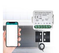 Tuya - Controlador inteligente de apertura de puerta de garaje, modo dual WiFi, control de voz a través de Alexa Google, 2.4GHz, cable de 5 m, color blanco