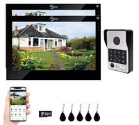 TUYA - Intercomunicador de puerta de video con monitor de 7 pulgadas, 1080P de 2 vías, cámara de puerta de video para el hogar inteligente TUYA WiFi para el hogar y apartamento (campana negra + 2
