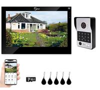 TUYA - Intercomunicador de puerta de video con monitor de 7 pulgadas, 1080P de 2 vías, cámara de puerta de video para el hogar inteligente TUYA WiFi para el hogar y apartamento (campana negra + 1