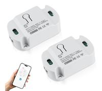 Tuya Smart Life - Interruptor de luz wifi inalámbrico (2 unidades, 10 A, funciona con Alexa, Google
