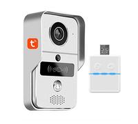 Tuya Smart Life Timbre de video con timbre, WiFi inalámbrico 1080P Visión nocturna Intercomunicador Vigilancia de seguridad Videoportero Teléfono Sistema de control de acceso,Plata