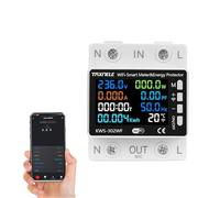 Tuya wifi compteur intelligent Protection contre les surtensions interrupteur de relais limiteur de surintensité compteur multifonction compteur de puissance thermomètre Smart Life (KWS-302WF)