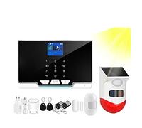 Tuya Wifi GSM Sistema de alarma seguridad for ladrones hogares Rfid tft Touch Keyboard 11 Voces Compatible Smart Life Instalación rápida(B)
