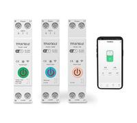 Tuya WiFi Interruptor Medidor Energia 10A 16A 20A 25A 32A 40A 63A VAP Rail DIN MCB Relé Sobretensión y protector contra sobrecorriente Smart Life App Control (TXCB1-TW No Metering, 25A)