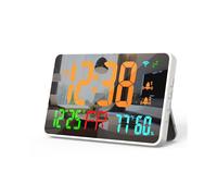 Tuya WiFi Reloj LED Calendario Termómetro Inteligente Higrómetro Espejo Cosmético Reloj Multifunción para la Oficina en Casa