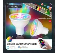 Tuya ZigBee GU10 bombillas LED inteligentes RGB C + W blanco 4,7 W lámparas regulables bombillas de Control de aplicación Smart Life funciona con Alexa/Google wired gateway