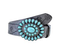 Tuygn Cinturones para mujer, cinturón de cuero para mujer, cinturón de cintura de piedra, cadena en relieve, novedoso patrón de rosa, cinturón retro clásico de rock, cinturón de cadena de cintura