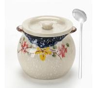 TuYines Azucarero de cerámica, azucarero con tapa y cuchara, 300 ml de cerámica, tarros de especias con tapa para azúcar, sal, queso, especias