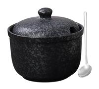 TuYines Azucarero de cerámica, Azucarero con tapa y cuchara, Tarros de especias de cerámica, Tarro de especias con tapa para azúcar, sal, queso
